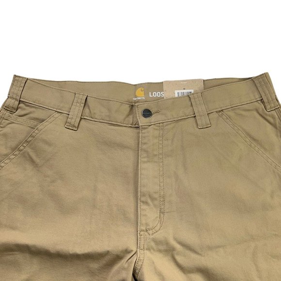 Carhartt Mens Rugged Flex Canvas Work Shorts Brown Loose Fit Stretch 34 New - Picture 7 of 12